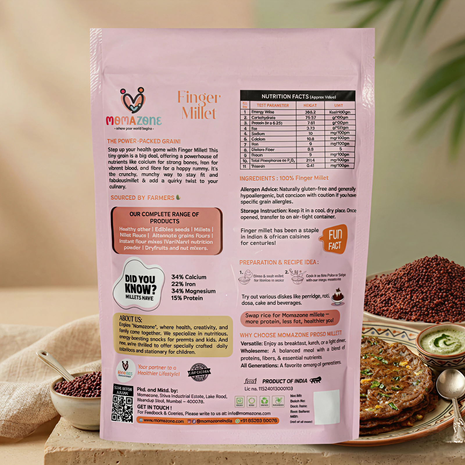Momazone Natural Finger Millet (Ragi) – Strong Nutrition in Every Grain
