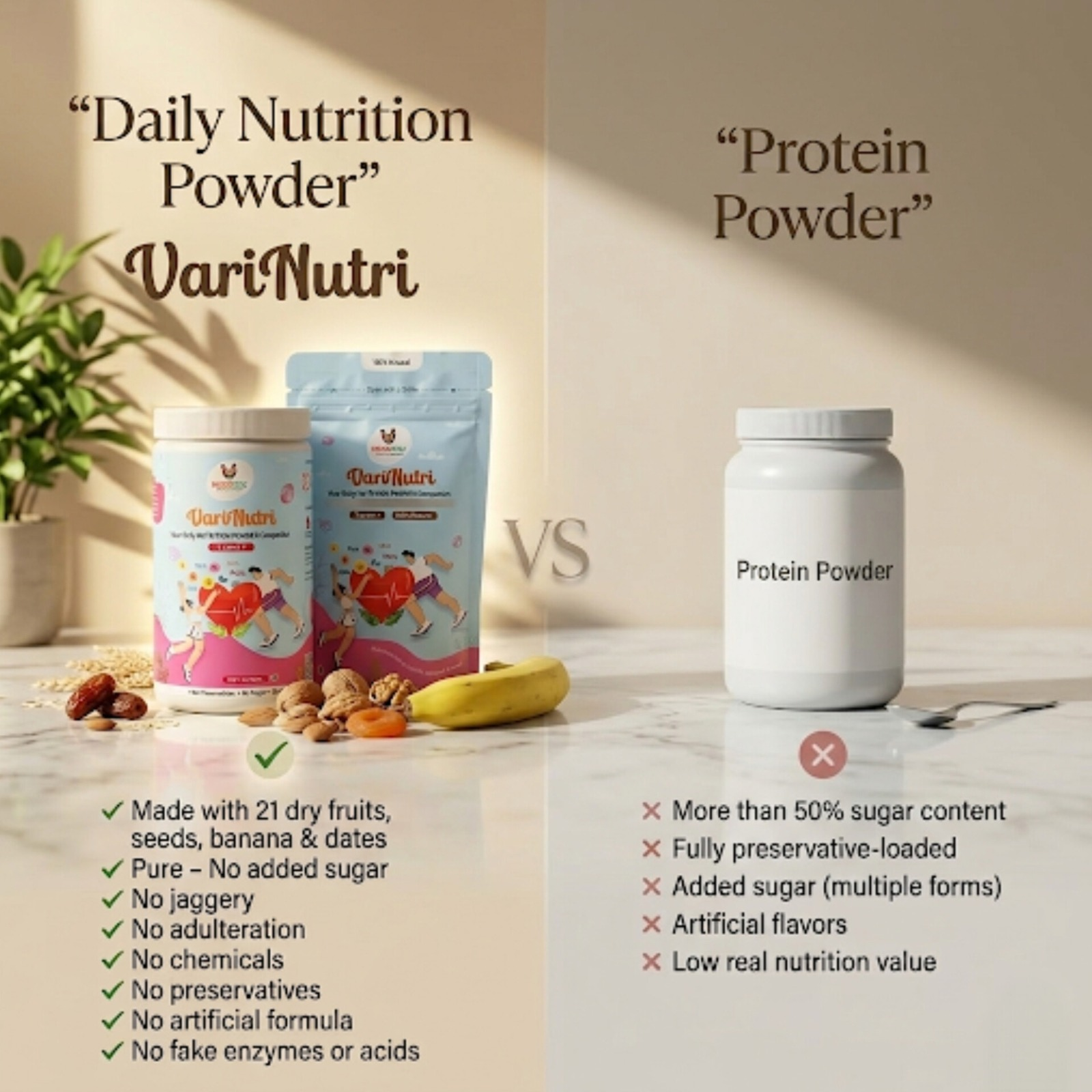 VariNutri – Daily Nutrition Powder with (21 Super foods) & No Sugar & No Preservatives(Unsweet)