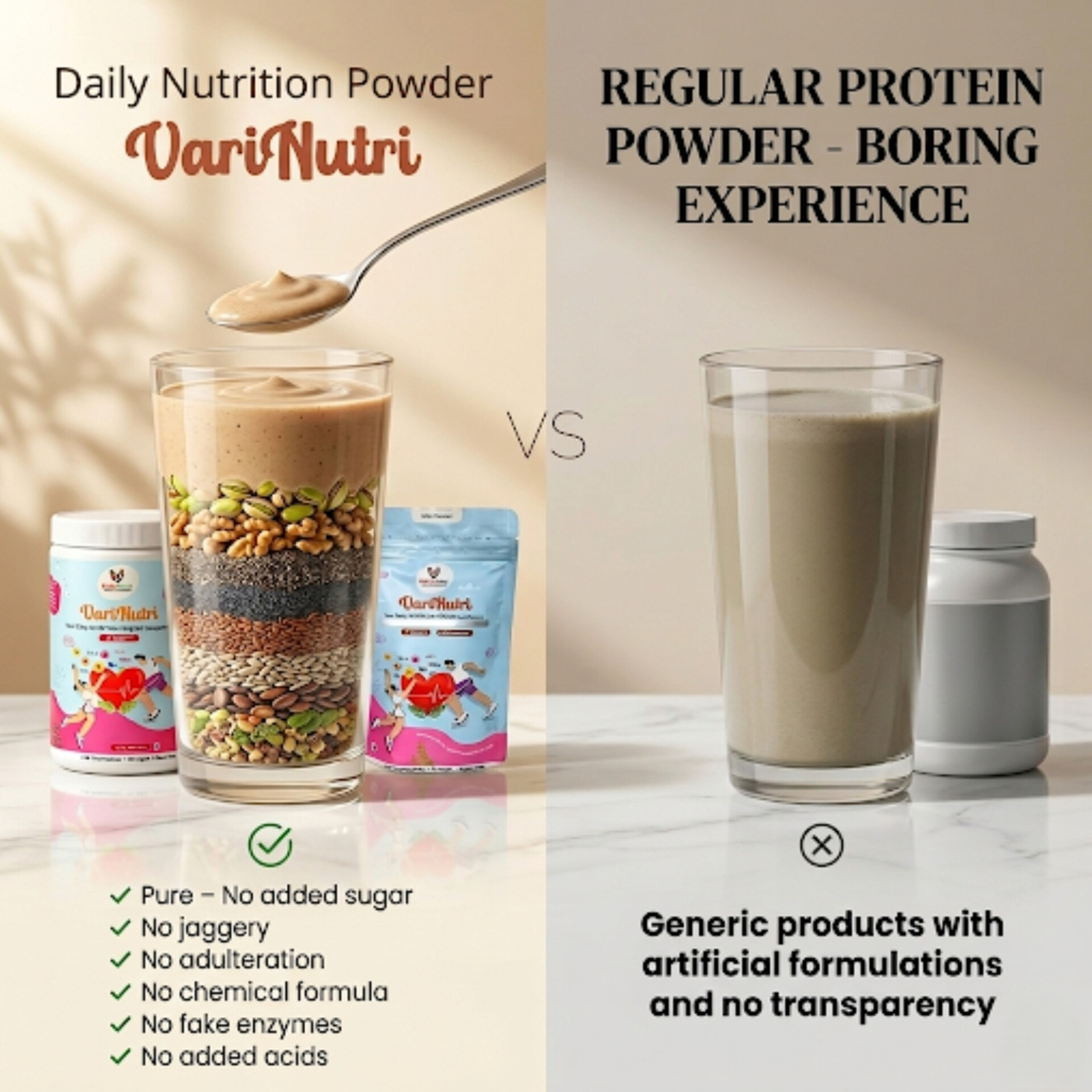 VariNutri – Daily Nutrition Powder with (21 Super foods) & No Sugar & No Preservatives(Unsweet)