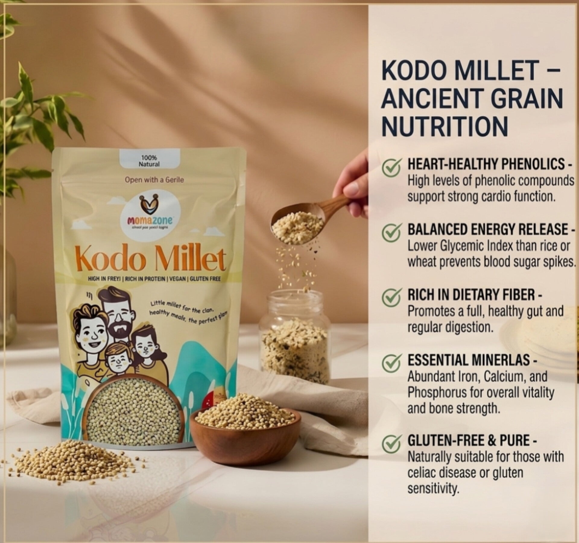 Momazone Premium Kodo Millet – Clean, Natural & Nutritious
