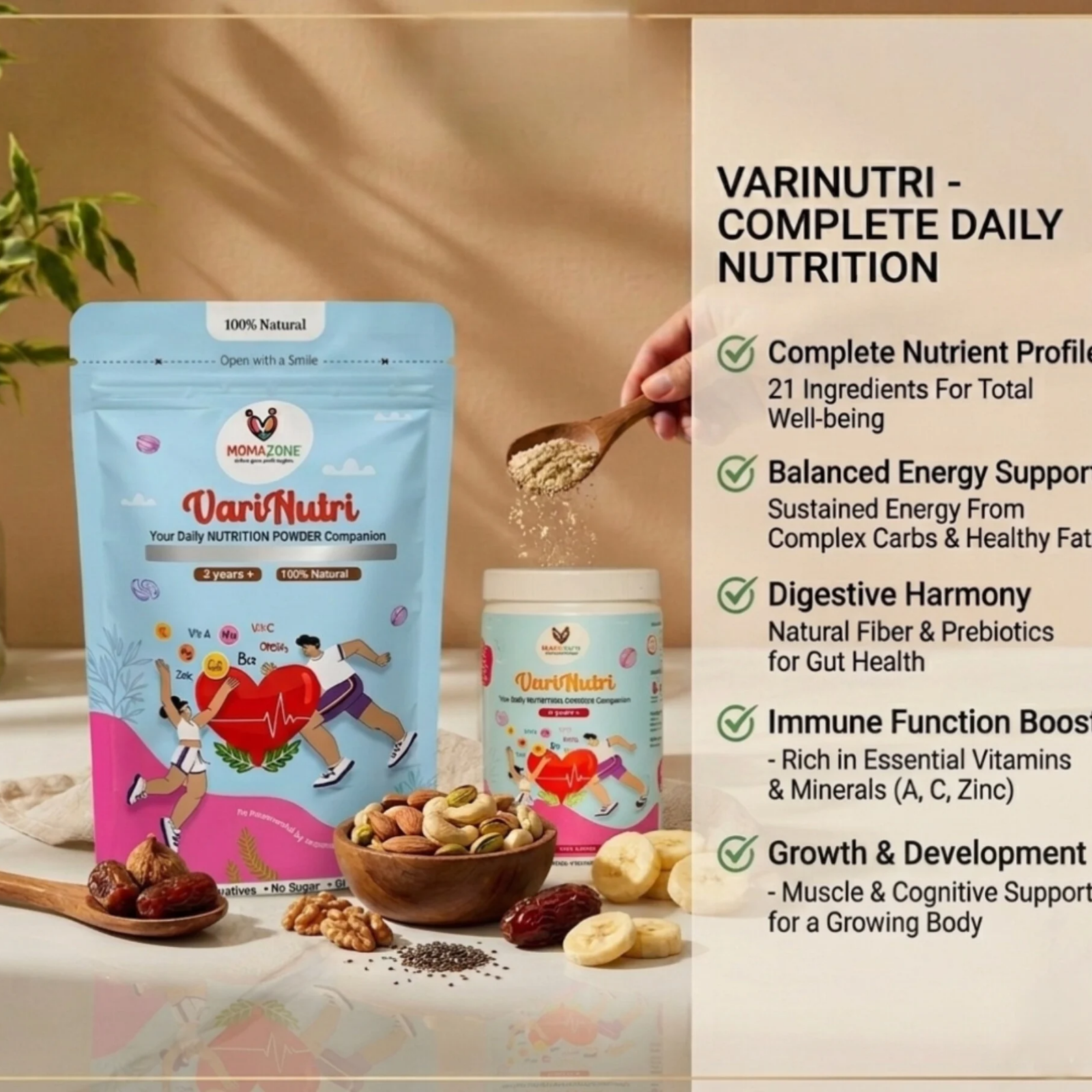 VariNutri – Daily Nutrition Powder with (21 Super foods) & No Sugar & No Preservatives(Unsweet)
